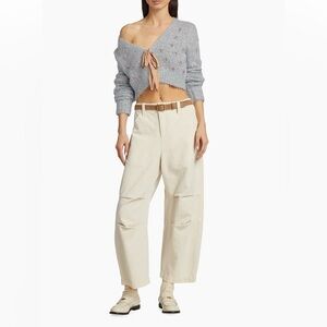 Free People Rock Springs Cotton Barrel Pants In Cream High-Waisted Pants Size 0